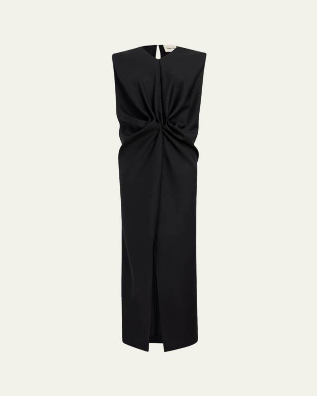 Niel Long Twist Front Mohair Wool Dress